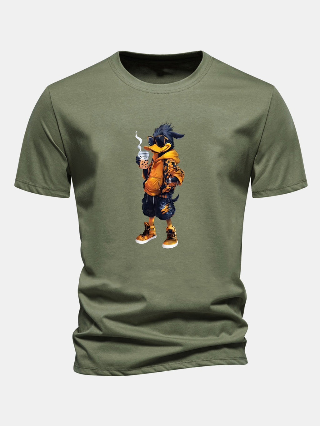 Classic Fit Cotton T-Shirt with Carton Duck Print