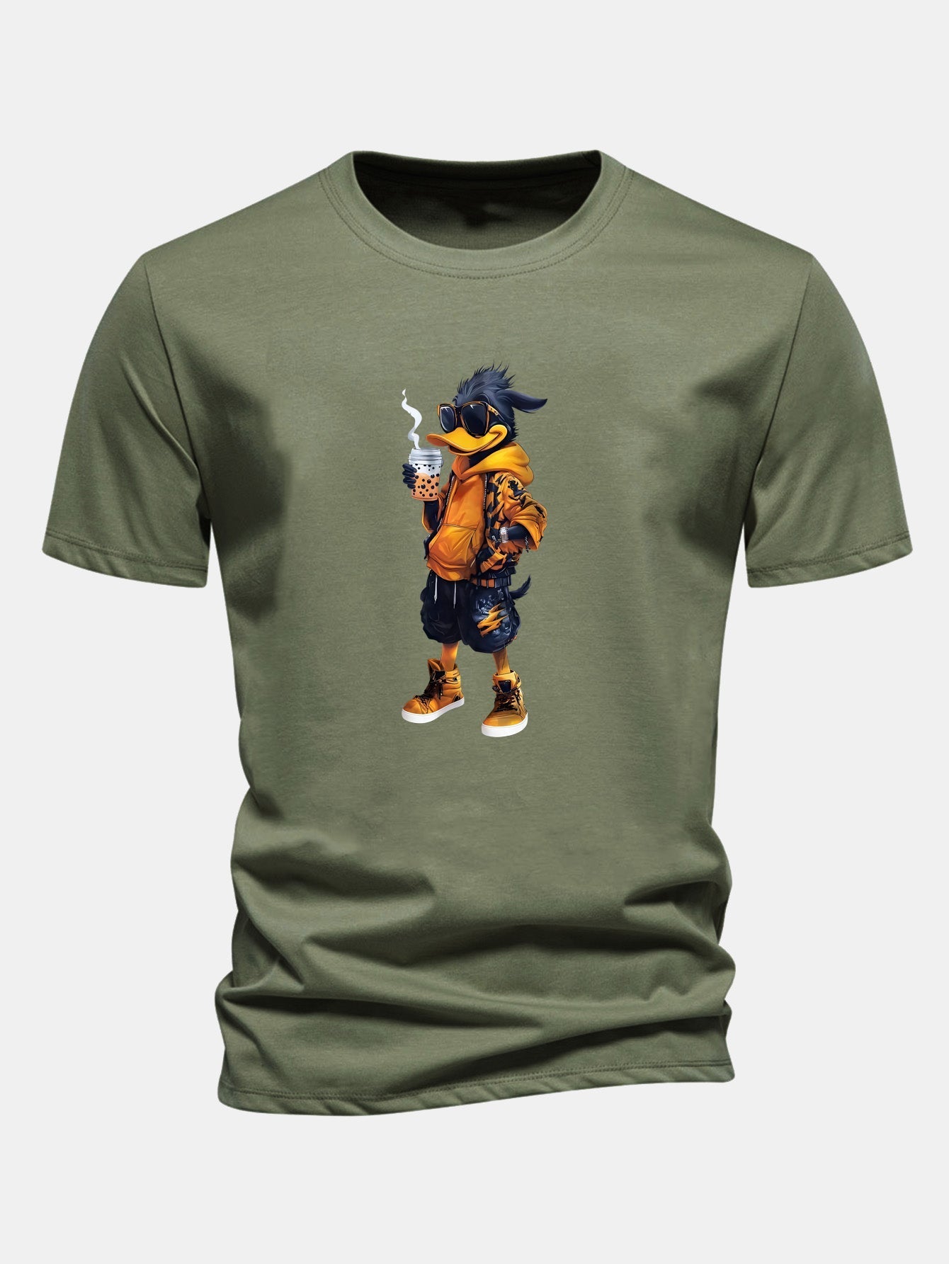 Classic Fit Cotton T-Shirt with Carton Duck Print