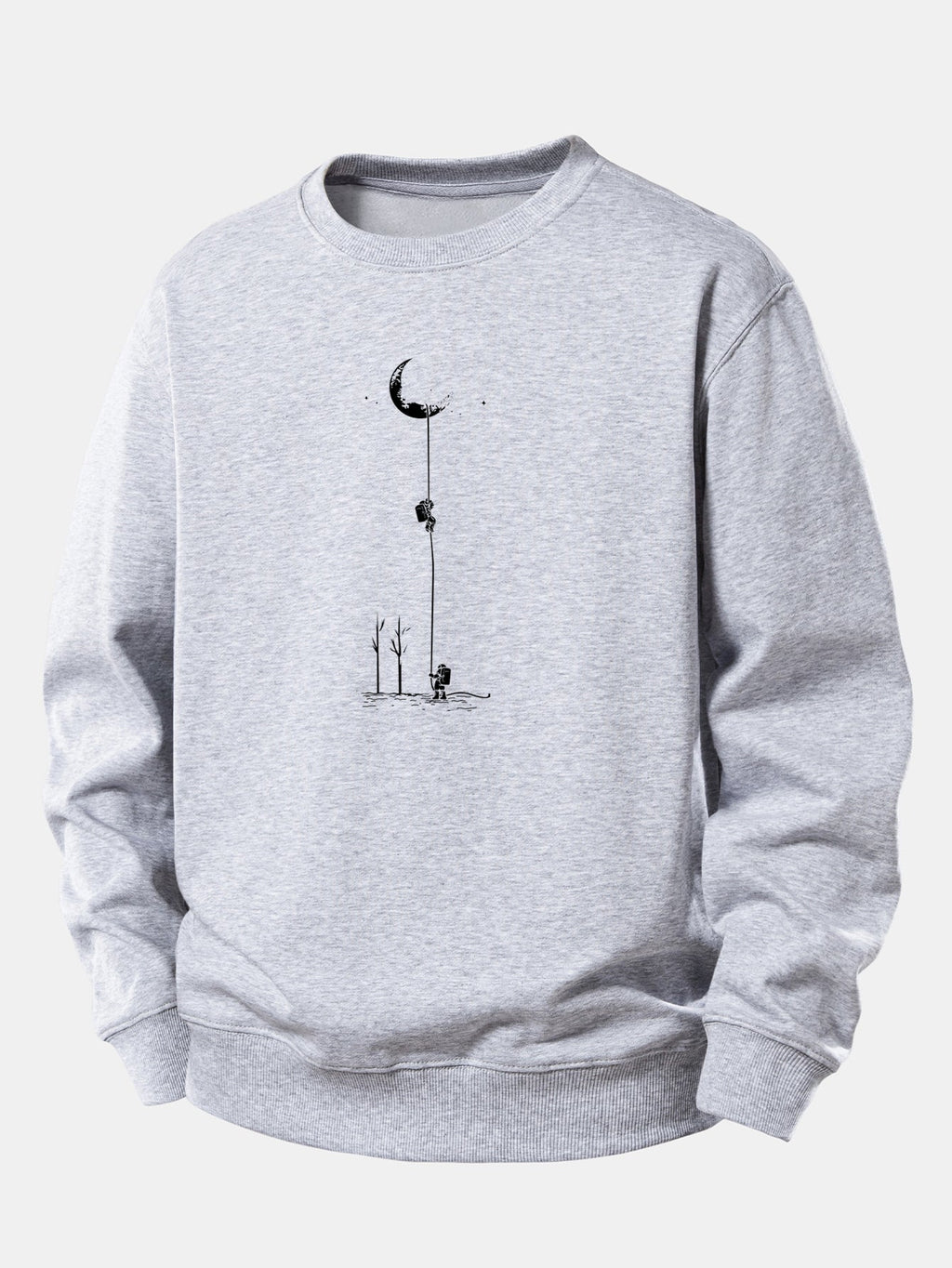 Relaxed Fit Sweatshirt with Lunar Astronaut Print