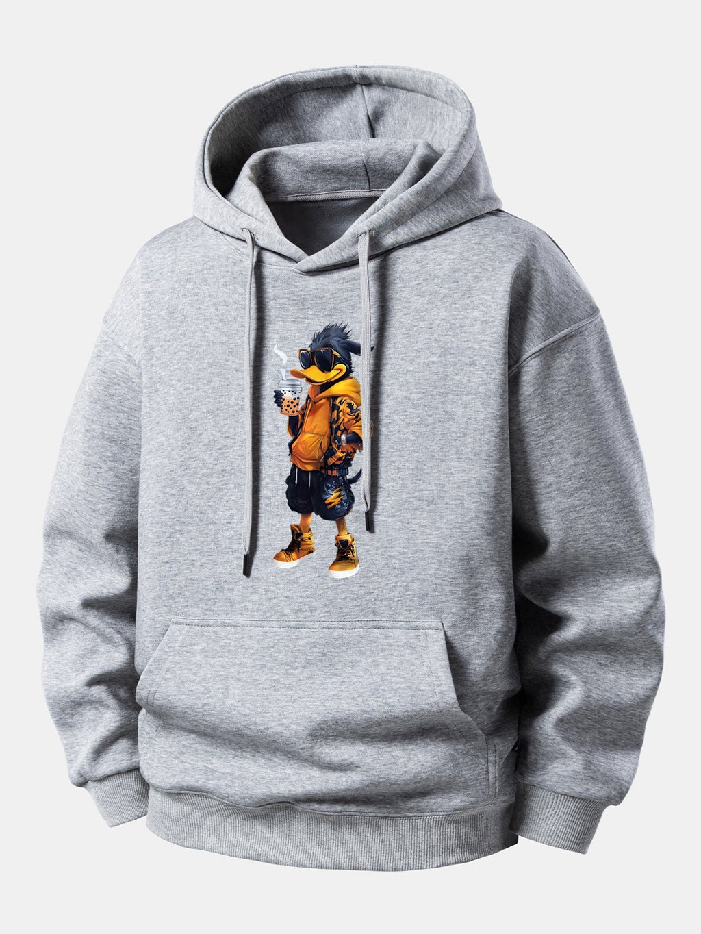 Relaxed Fit Hoodie with Cartoon Duck Design