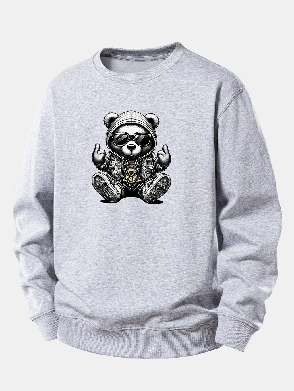 Relaxed Fit Sweatshirt with Hip Hop Bear Design