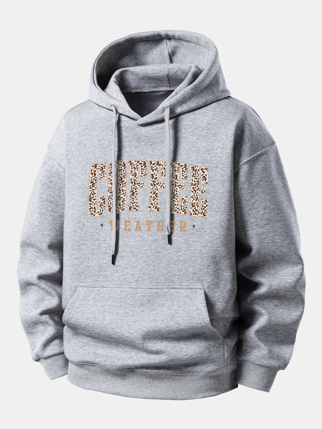 Relaxed Fit Hoodie with Leopard Coffee Weather Print