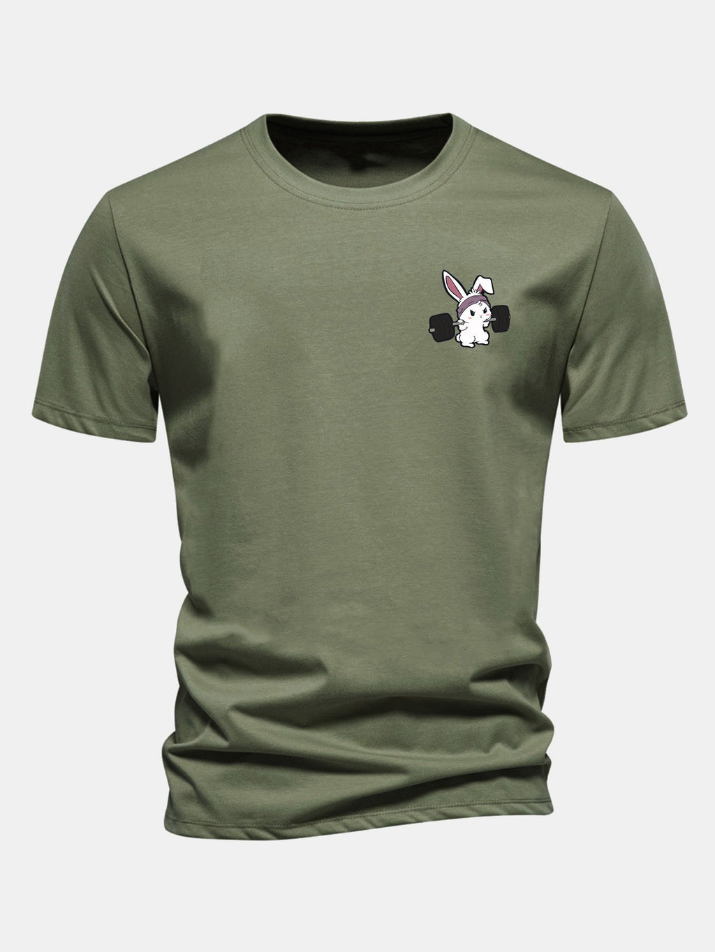 Classic Fit Cotton T-Shirt with Fitness Rabbit Print