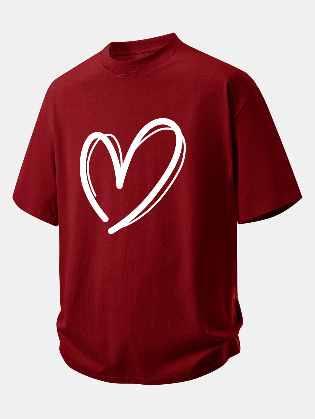 Comfortable Heart Print Cotton Tee