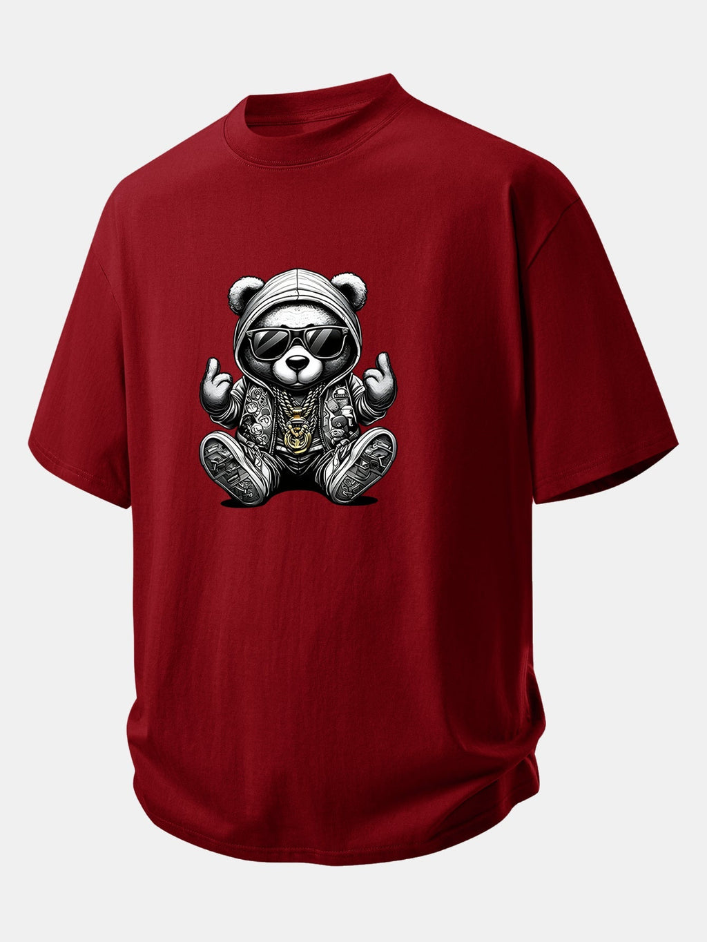 Comfortable Hip Hop Bear Graphic Cotton Tee