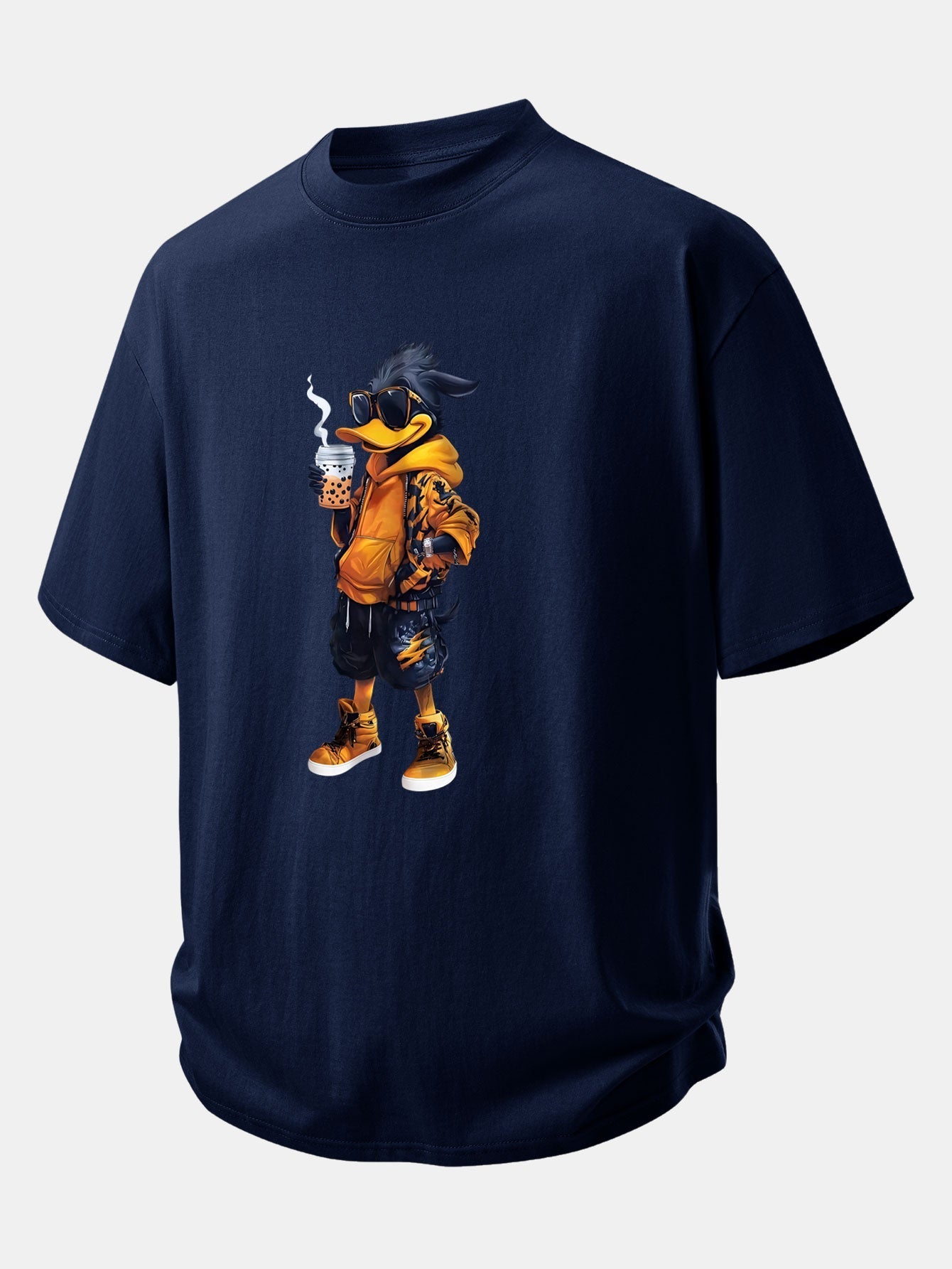Comfortable Cartoon Duck Print Cotton Tee