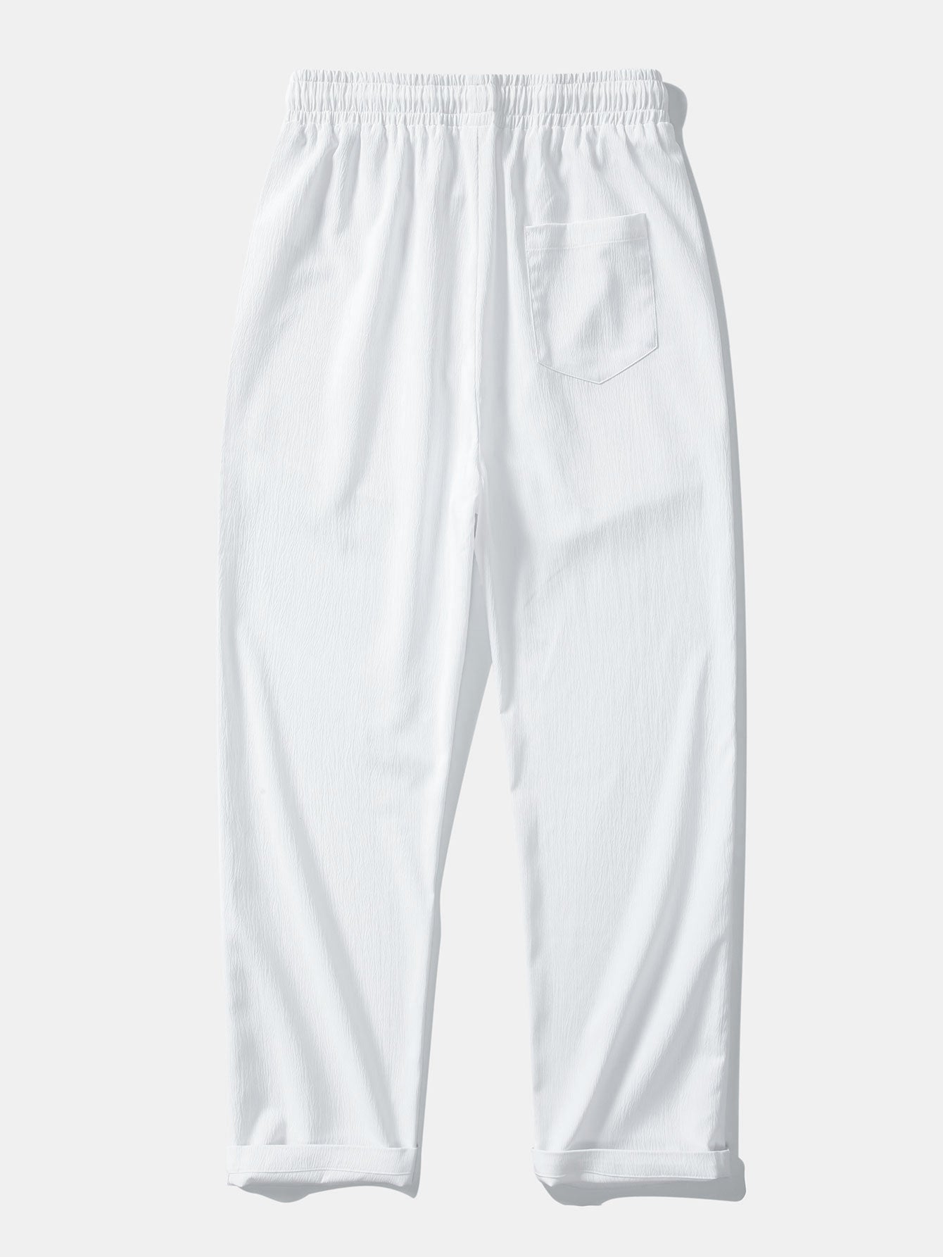 Geometric Jacquard Button-Up Shirt with Crinkle Textured Straight-Leg Pants