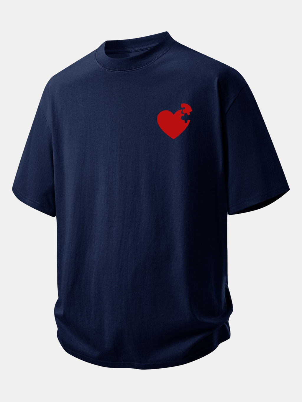 Comfortable Heart Puzzle Print Cotton Tee