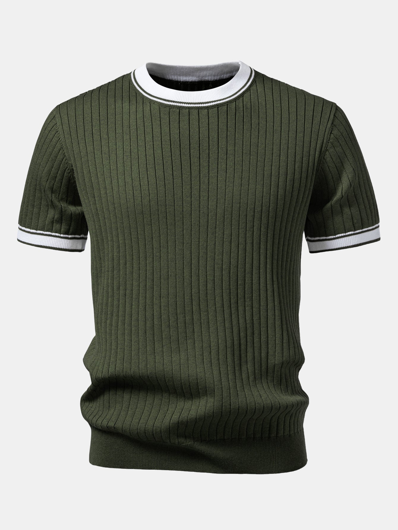 Color-Blocked Crew Neck Knit Tee