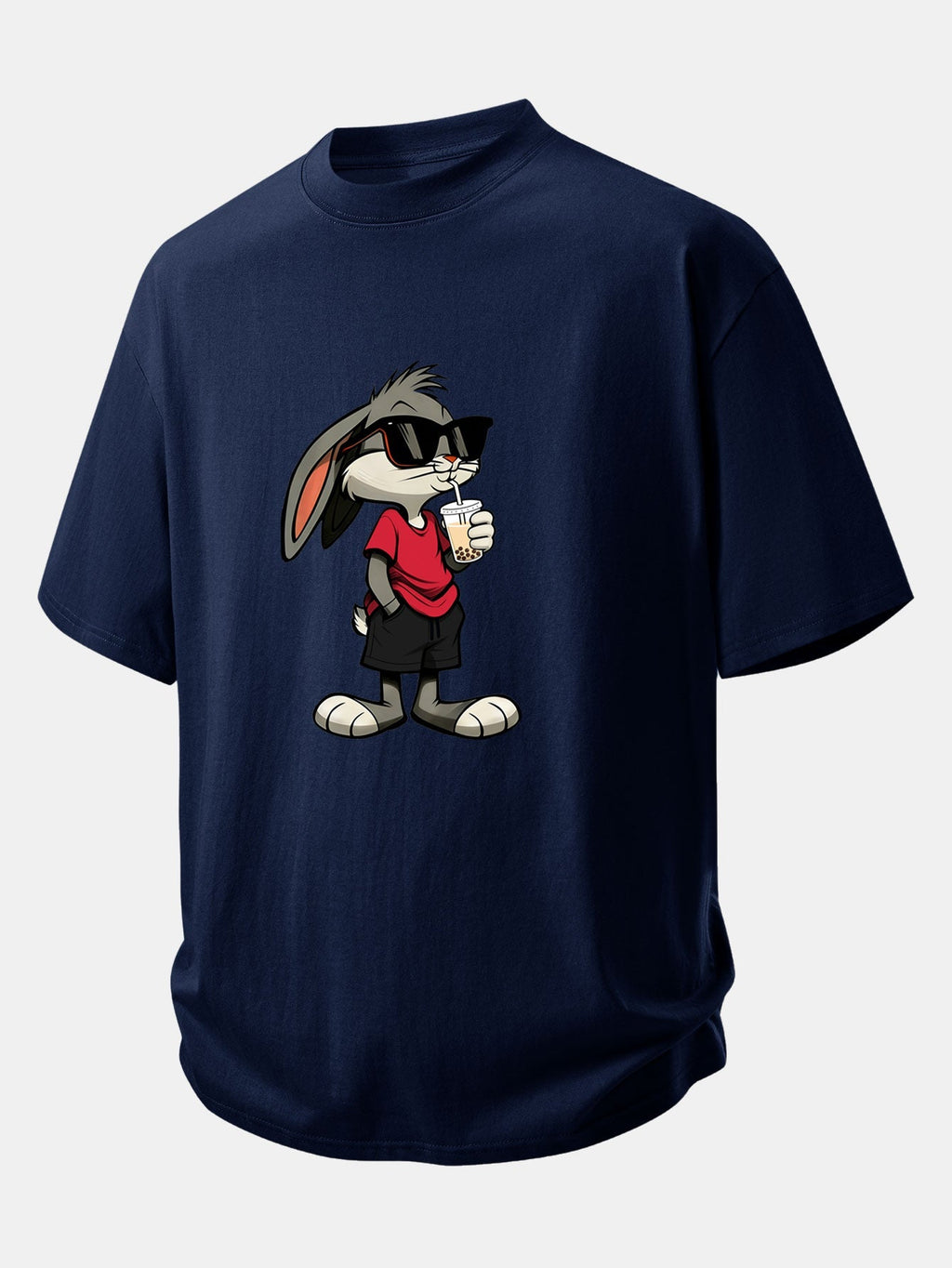 Comfortable Cartoon Rabbit Graphic Cotton Tee