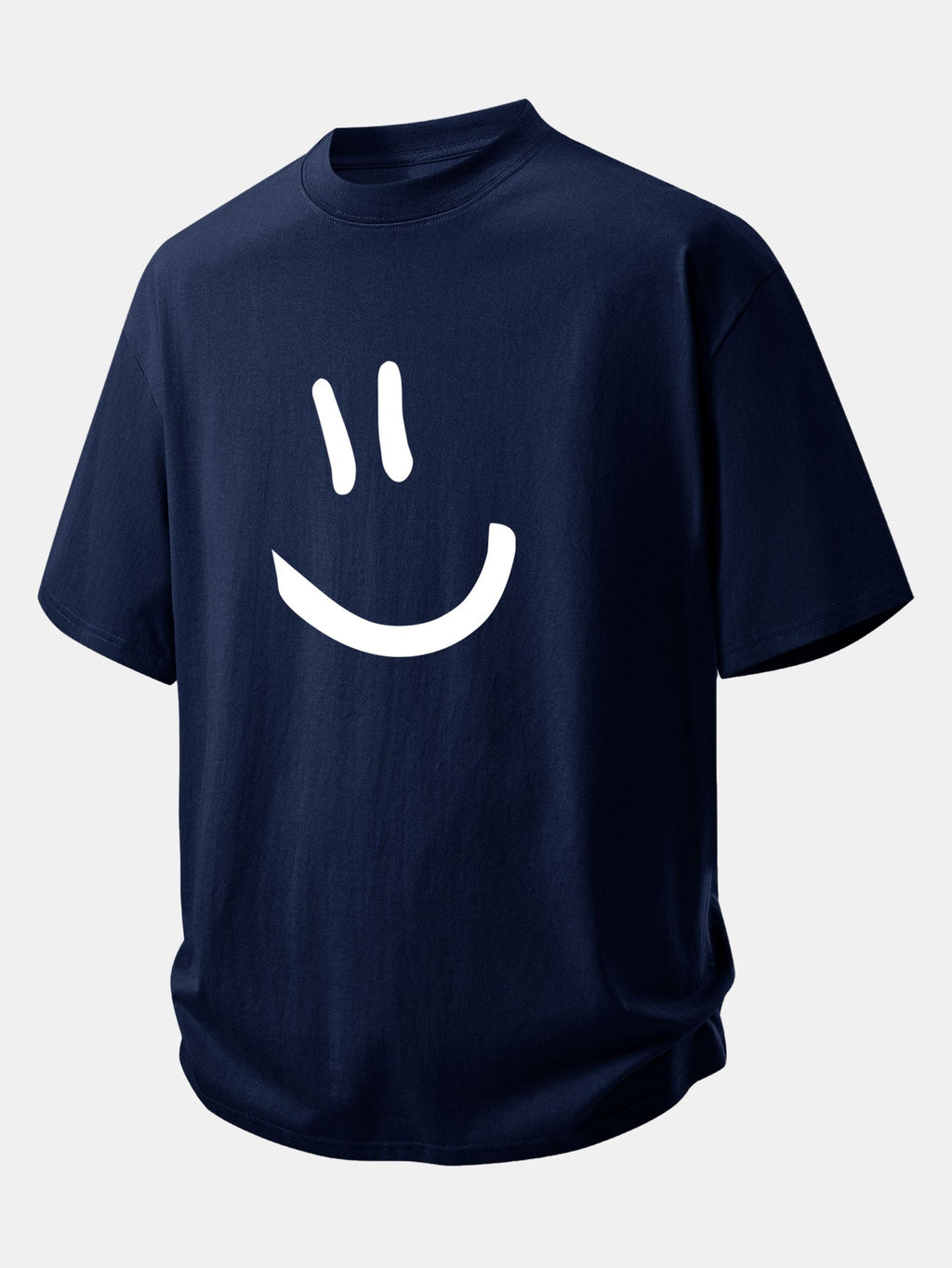 Comfortable Relaxed Fit Cotton T-Shirt with Smiley Face Design