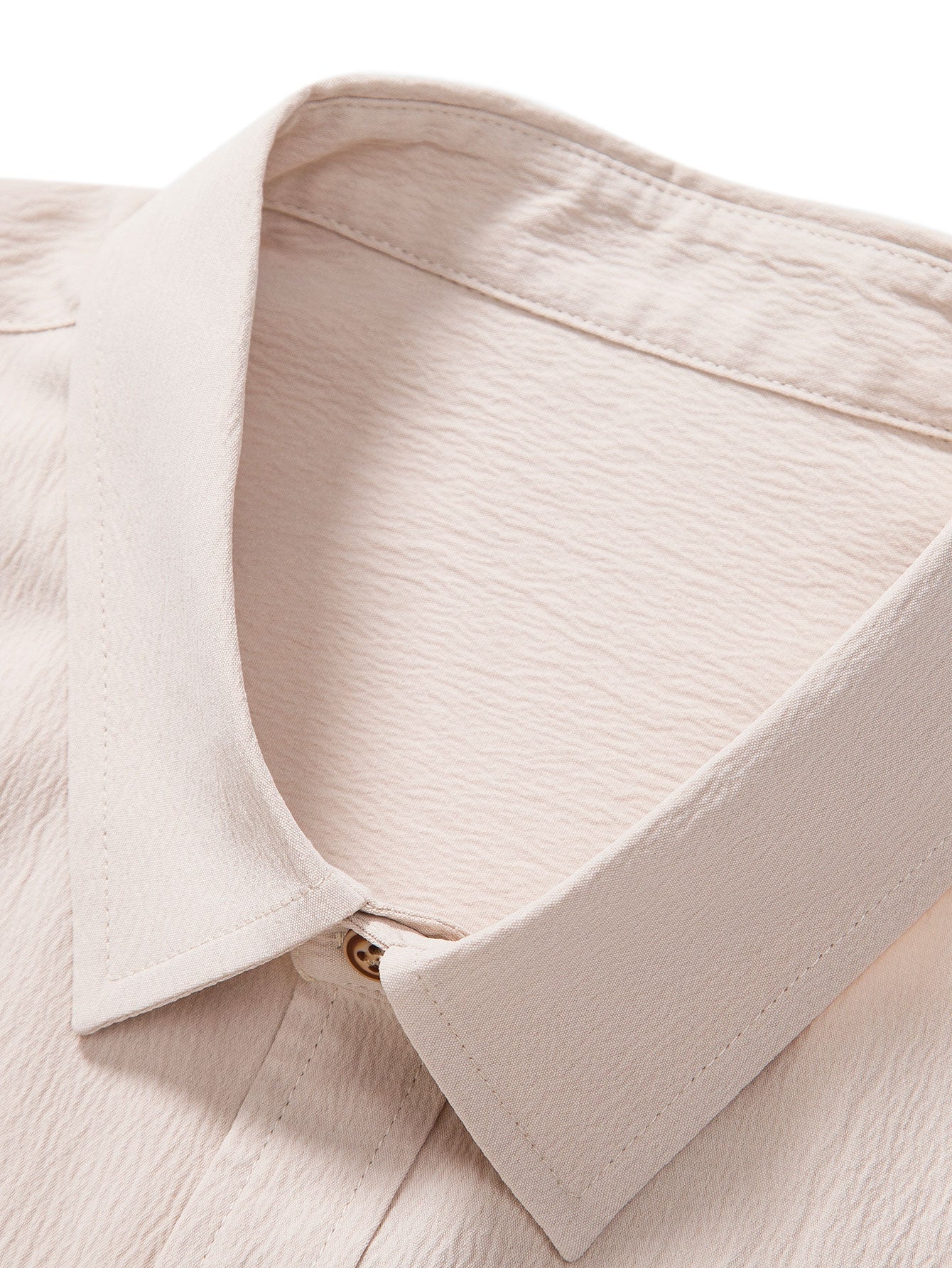 Textured Crinkle Button-Up Shirt with Straight-Leg Trousers