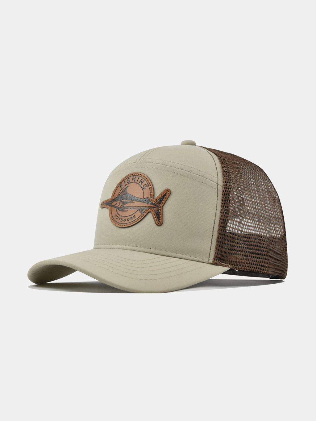 Fish-Inspired Logo Truck Hat with Breathable Mesh Back