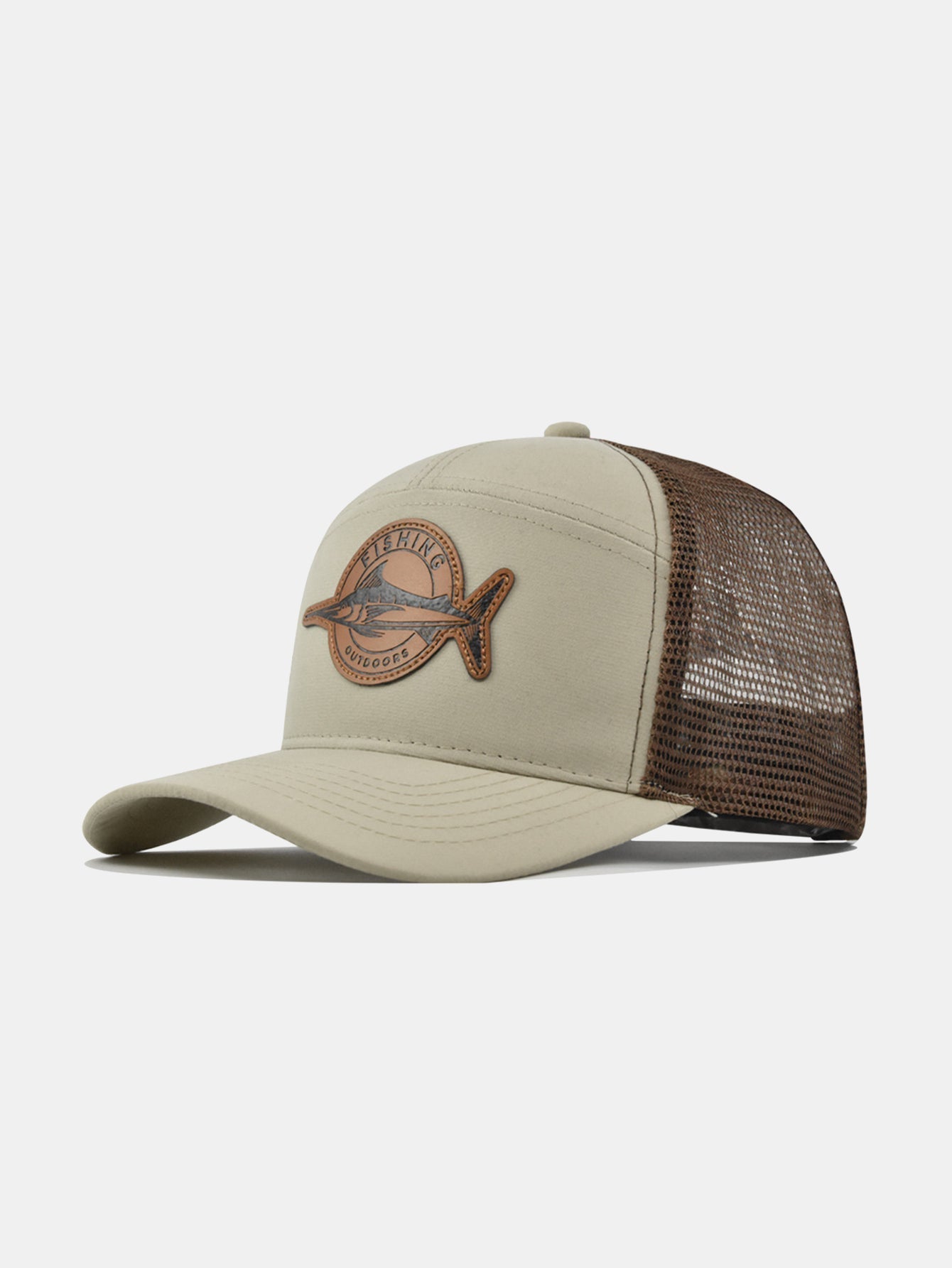 Fish-Inspired Logo Truck Hat with Breathable Mesh Back