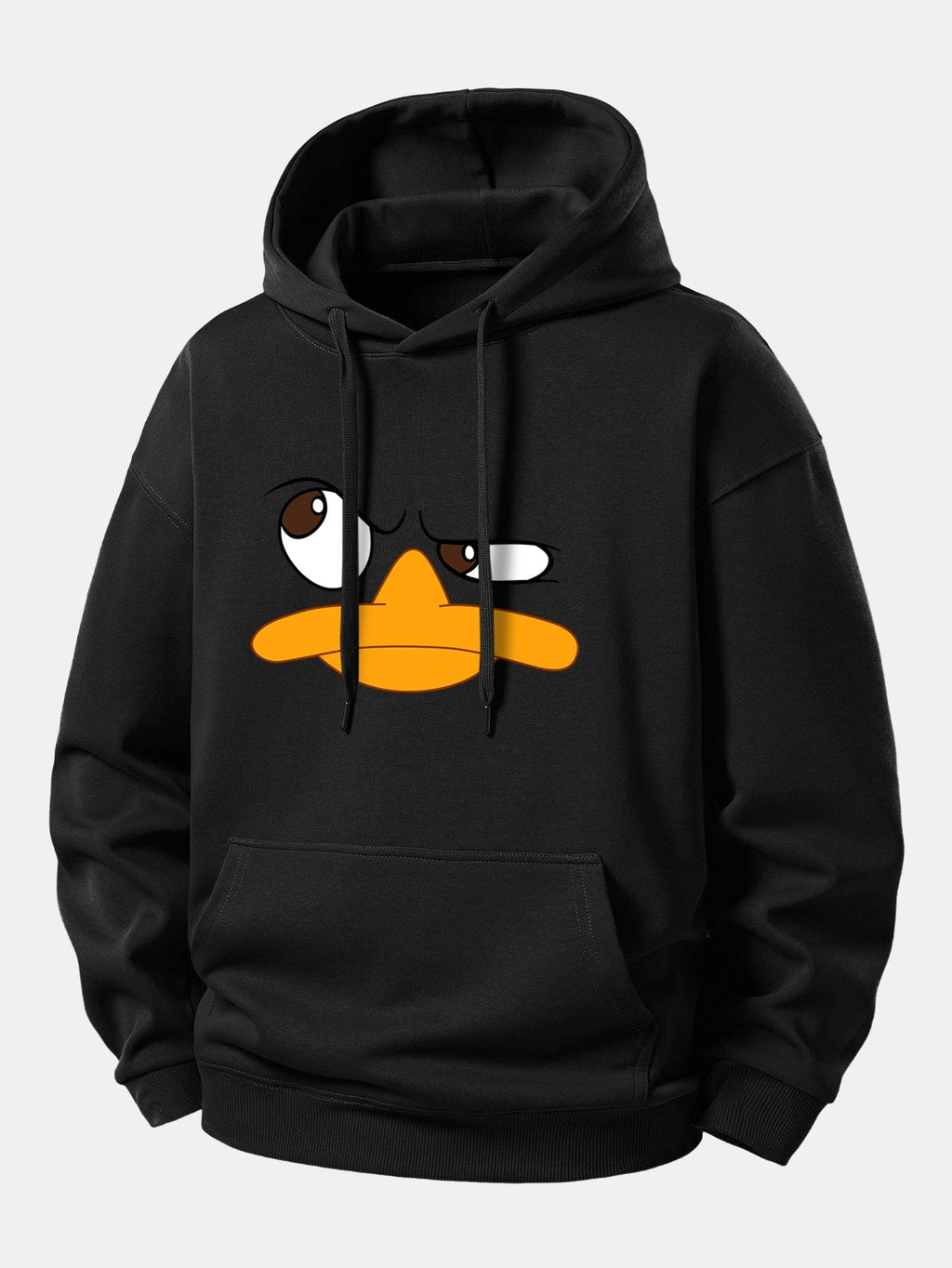 Relaxed Fit Hoodie with Emoji Duck Design