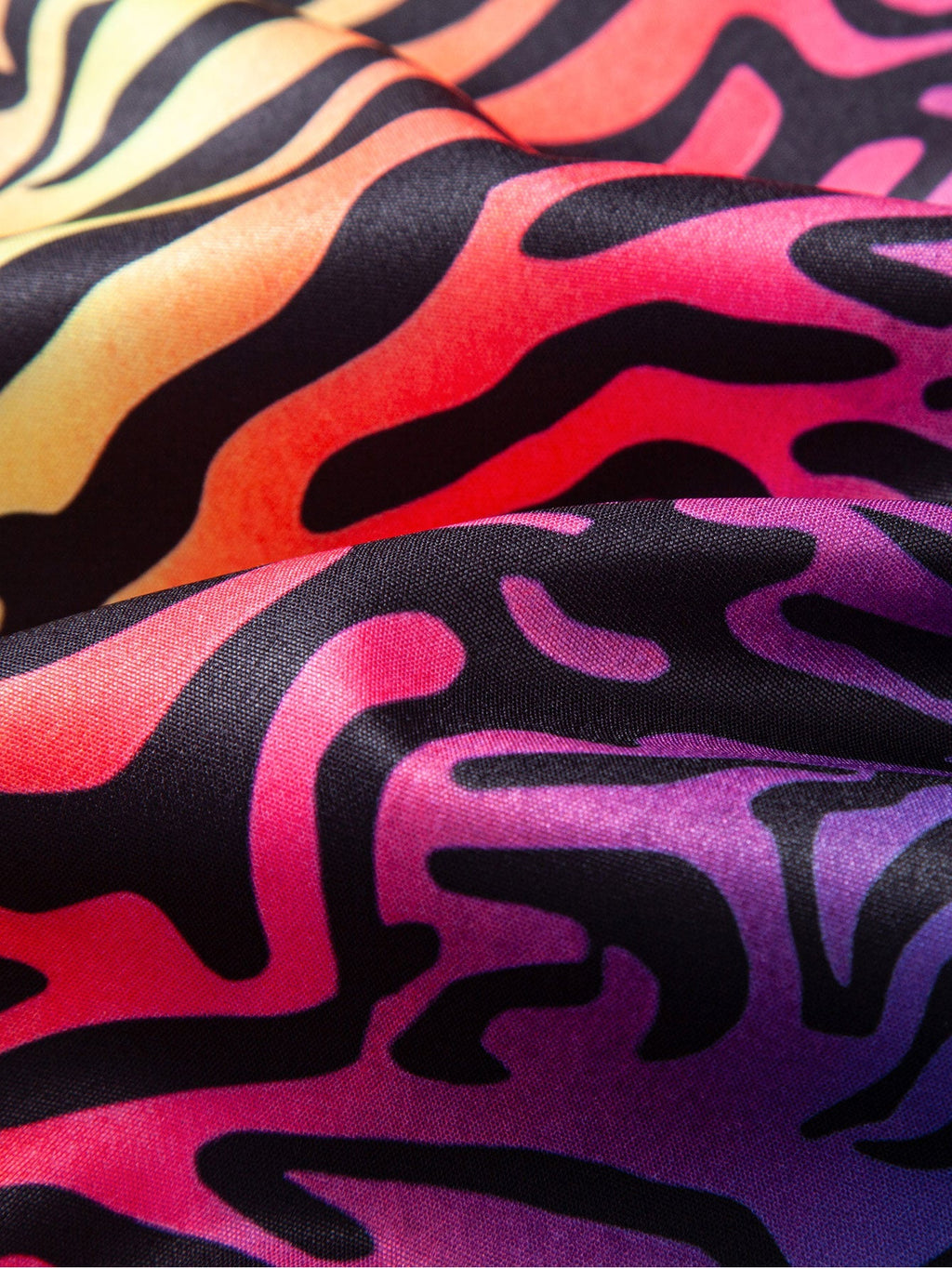 Vibrant Tiger Patchwork Button-Up Shirt with Matching Swim Shorts