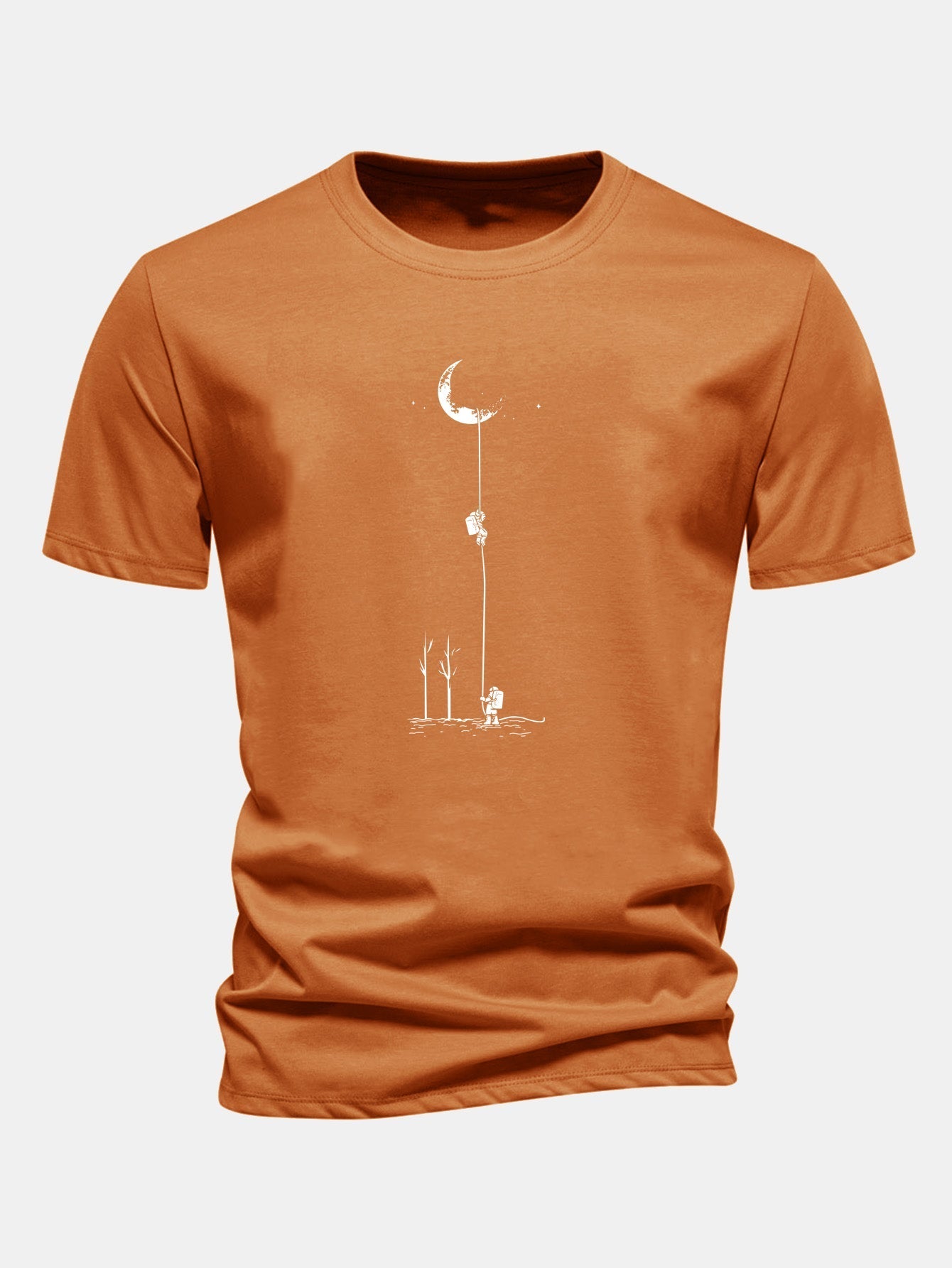 Classic Fit Cotton T-Shirt with Lunar Astronaut Design