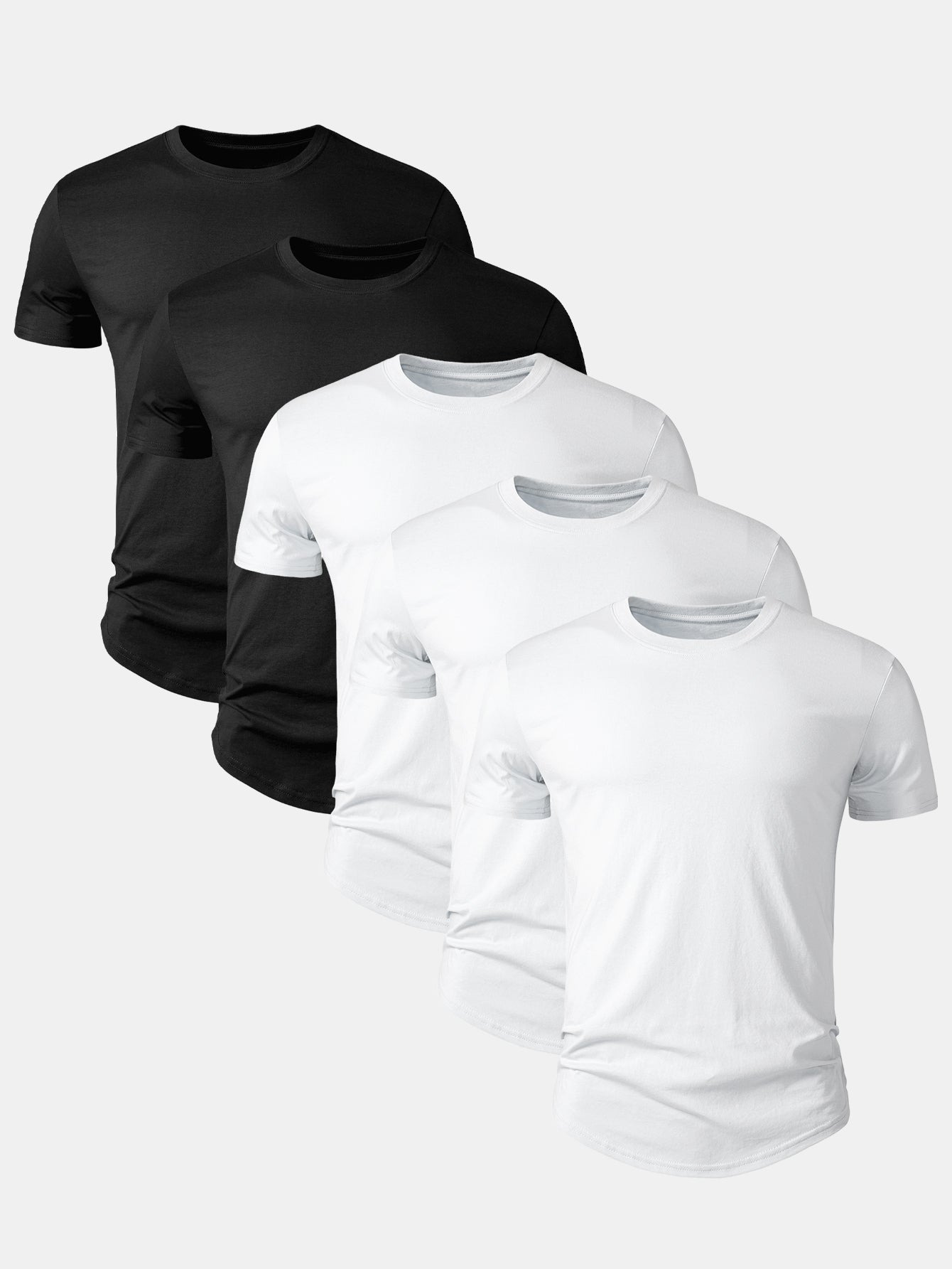 Set of 5 Essential Cotton Arc Hem T-Shirts