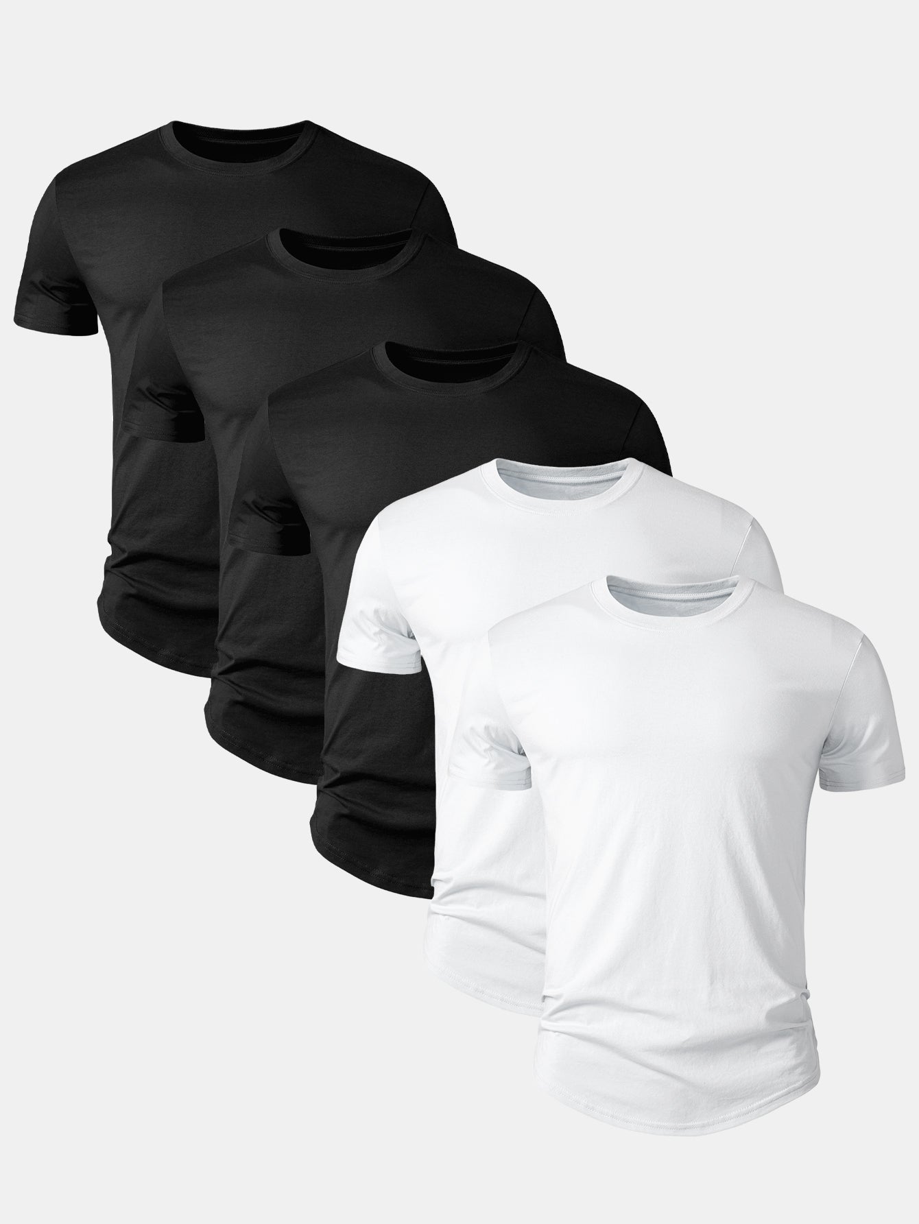 Set of 5 Essential Cotton Arc Hem T-Shirts