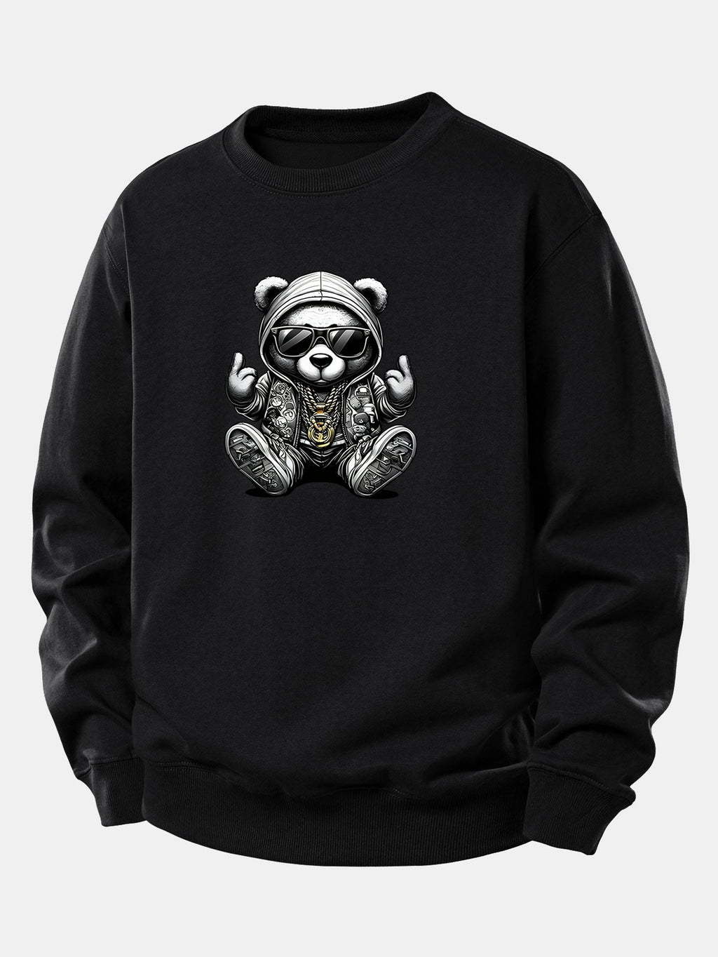 Relaxed Fit Sweatshirt with Hip Hop Bear Design