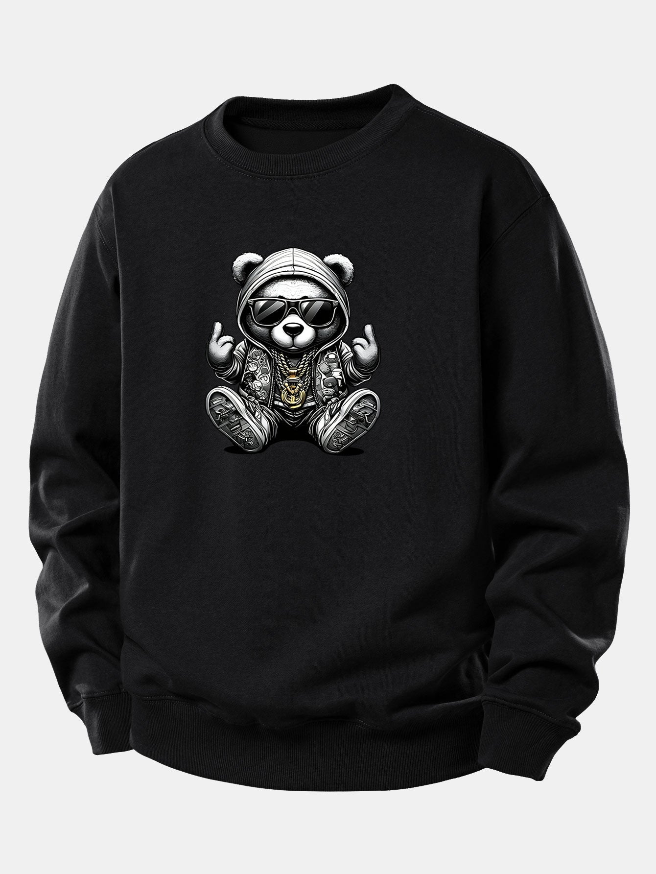 Relaxed Fit Sweatshirt with Hip Hop Bear Design