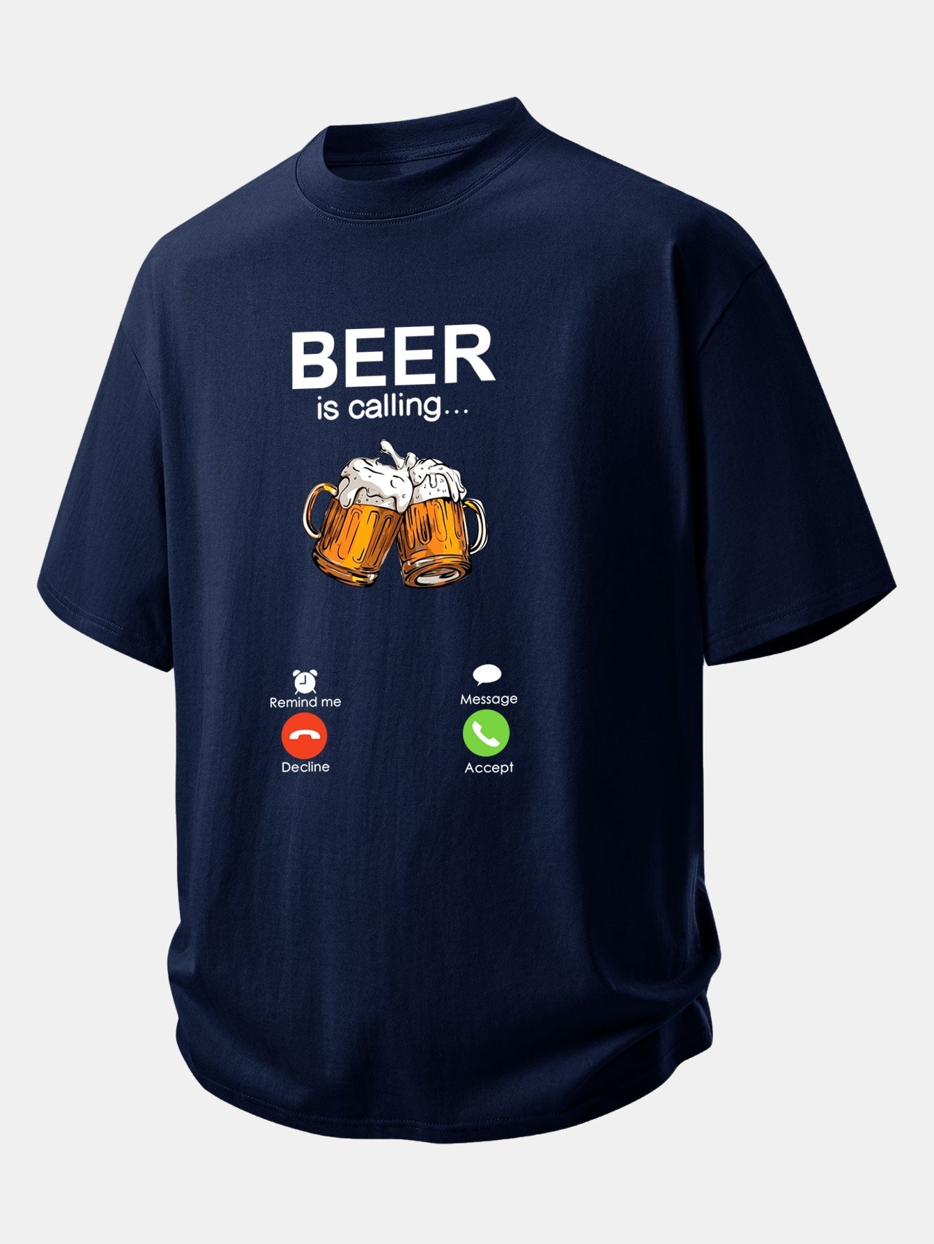 Comfortable Cotton T-Shirt with 'Beer Is Calling' Print
