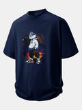 Casual Cartoon Rabbit Graphic Cotton Tee