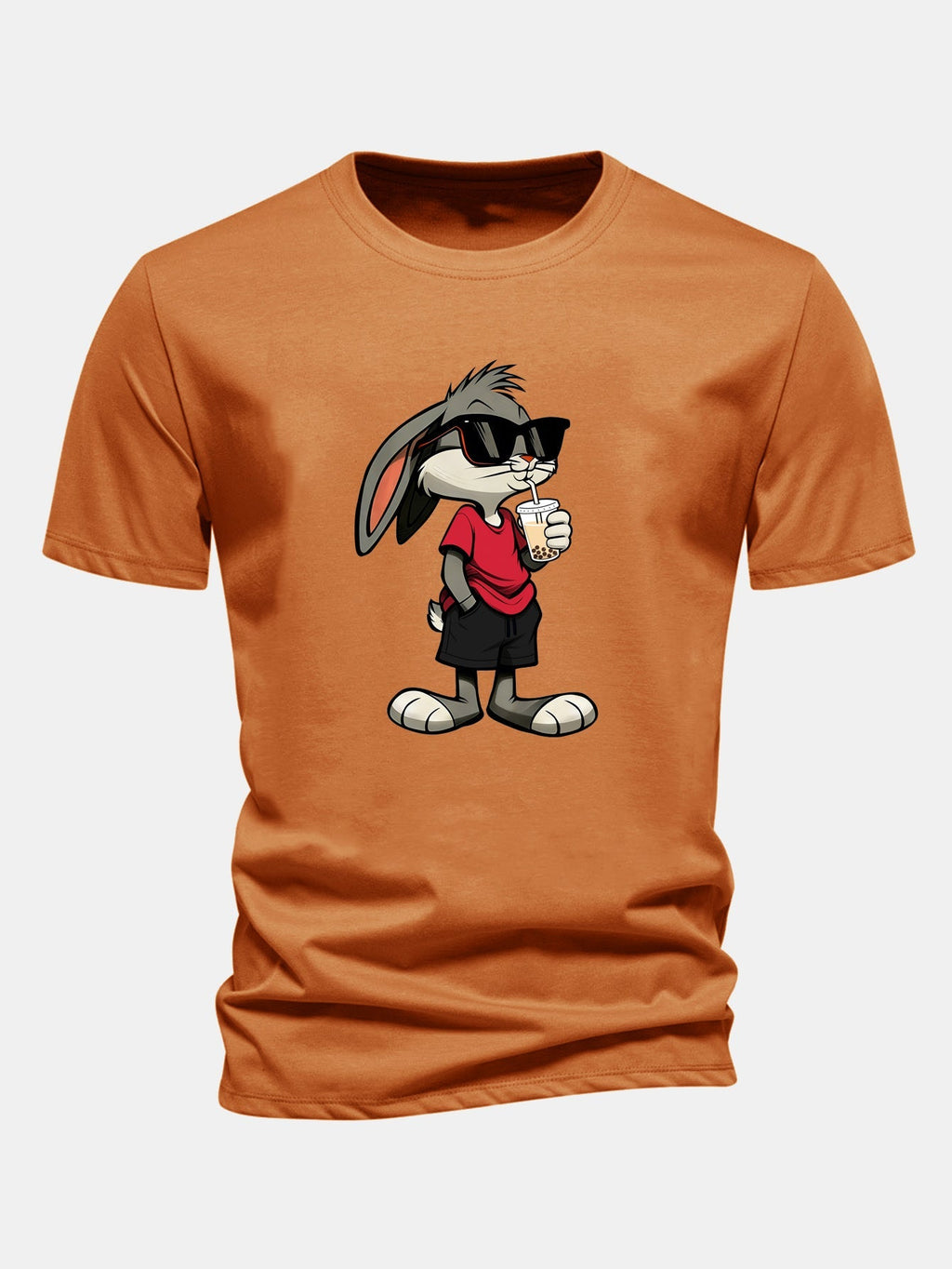 Classic Fit Cotton T-Shirt with Cartoon Rabbit Design