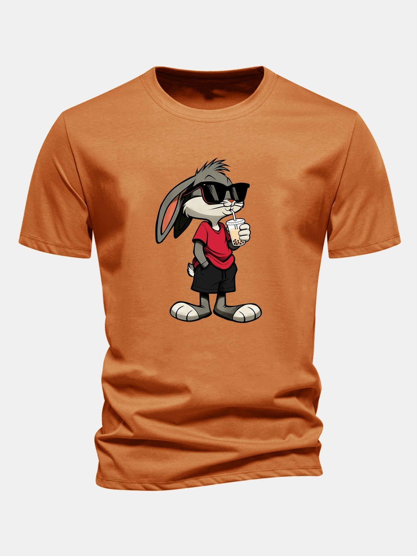 Classic Fit Cotton T-Shirt with Cartoon Rabbit Design