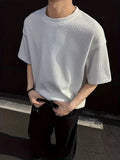Men's White Jacquard Knit T-Shirt for Summer