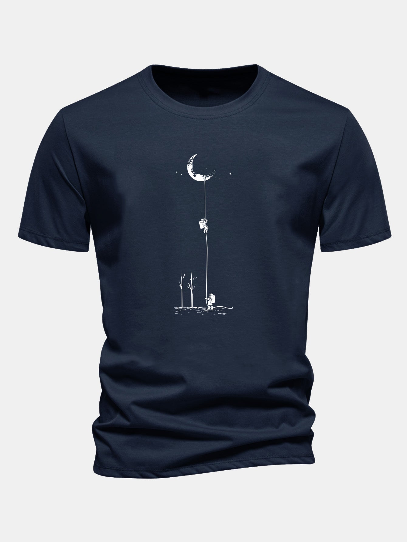 Classic Fit Cotton T-Shirt with Lunar Astronaut Design
