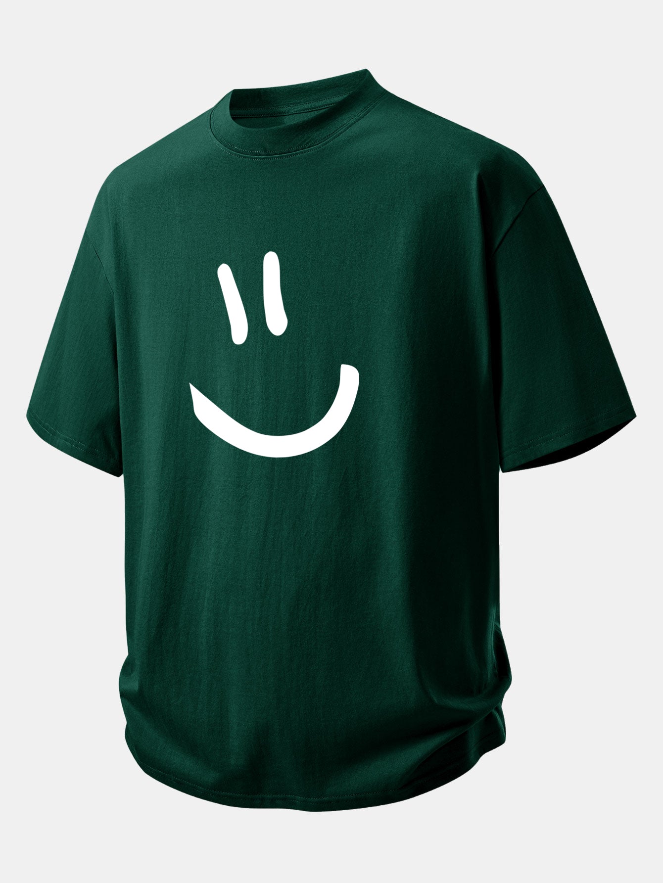 Comfortable Relaxed Fit Cotton T-Shirt with Smiley Face Design
