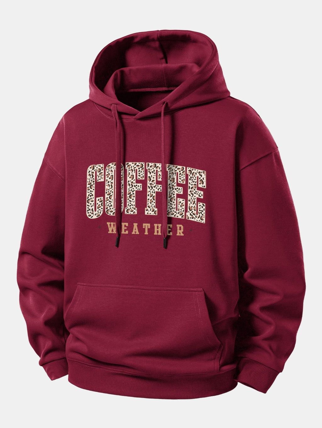 Relaxed Fit Hoodie with Leopard Coffee Weather Print