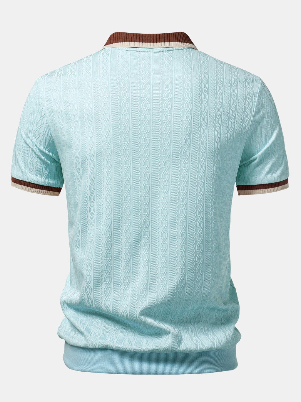 Textured Knit Polo with Contrast Trim & Slim Fit Tapered Trousers