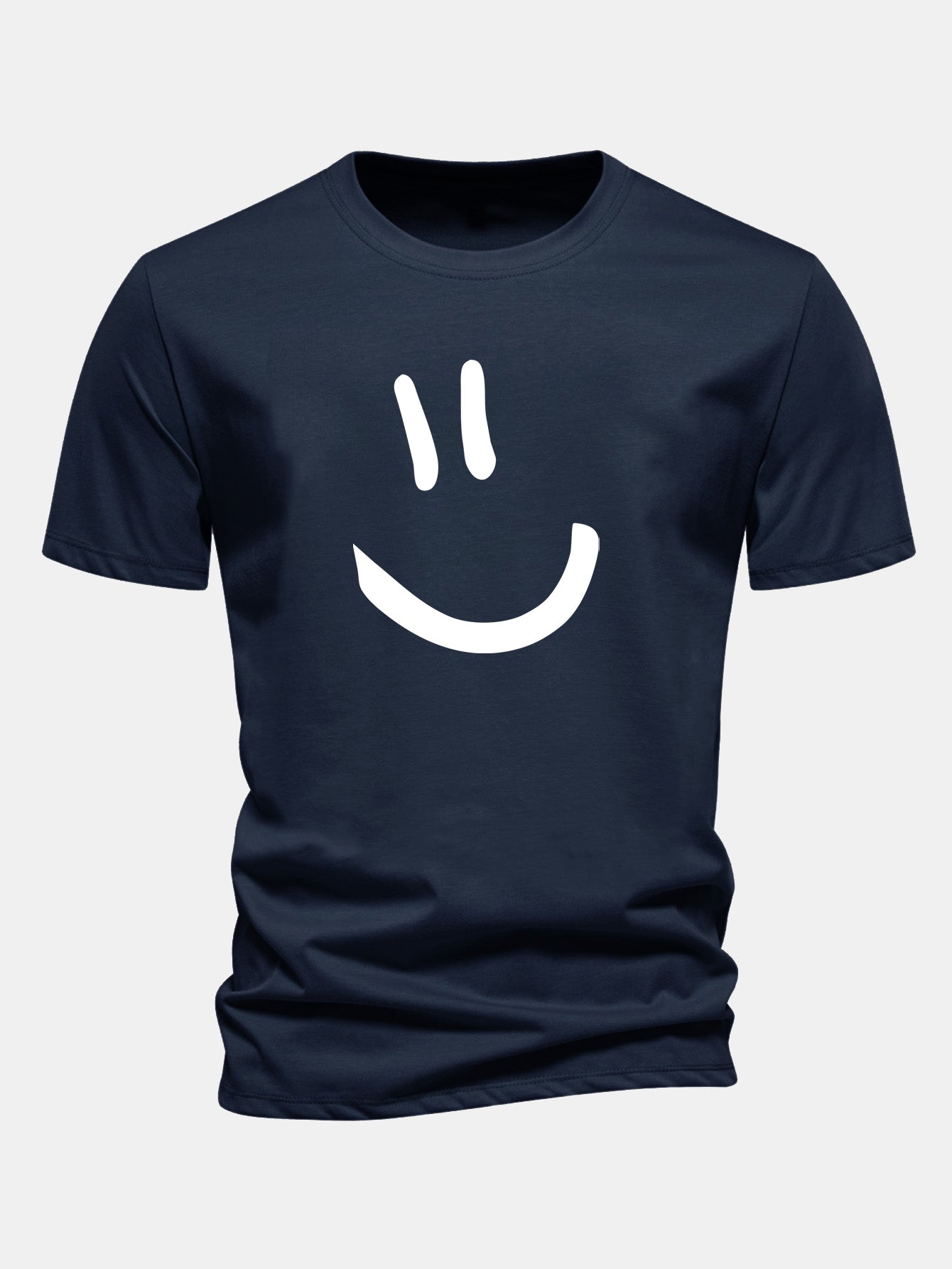 Classic Fit Cotton T-Shirt with Smiley Face Print