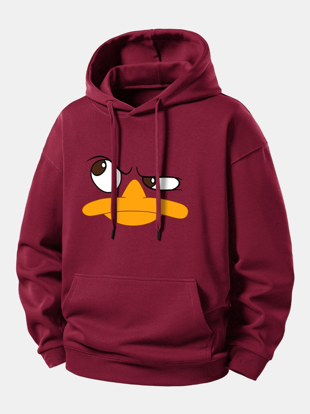 Relaxed Fit Hoodie with Emoji Duck Design