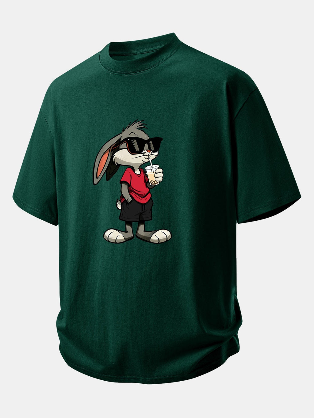 Comfortable Cartoon Rabbit Graphic Cotton Tee