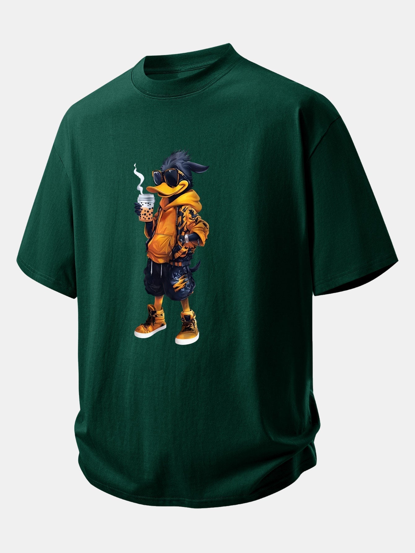 Comfortable Cartoon Duck Print Cotton Tee