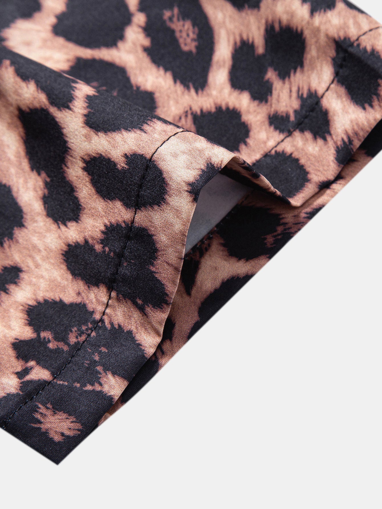 Leopard Print Patchwork Stand Collar Blouse
