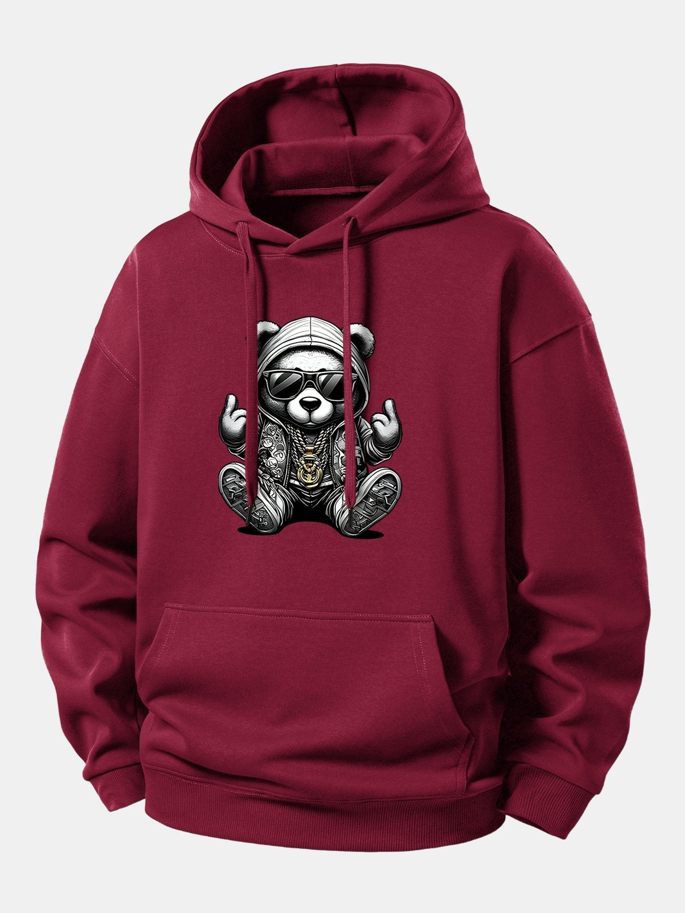 Relaxed Fit Hoodie with Hip Hop Bear Graphic