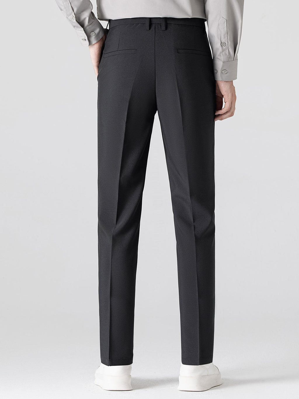 Ribbed Johnny Collar Knit Polo with Contrast Trim & Slim Fit Tapered Trousers