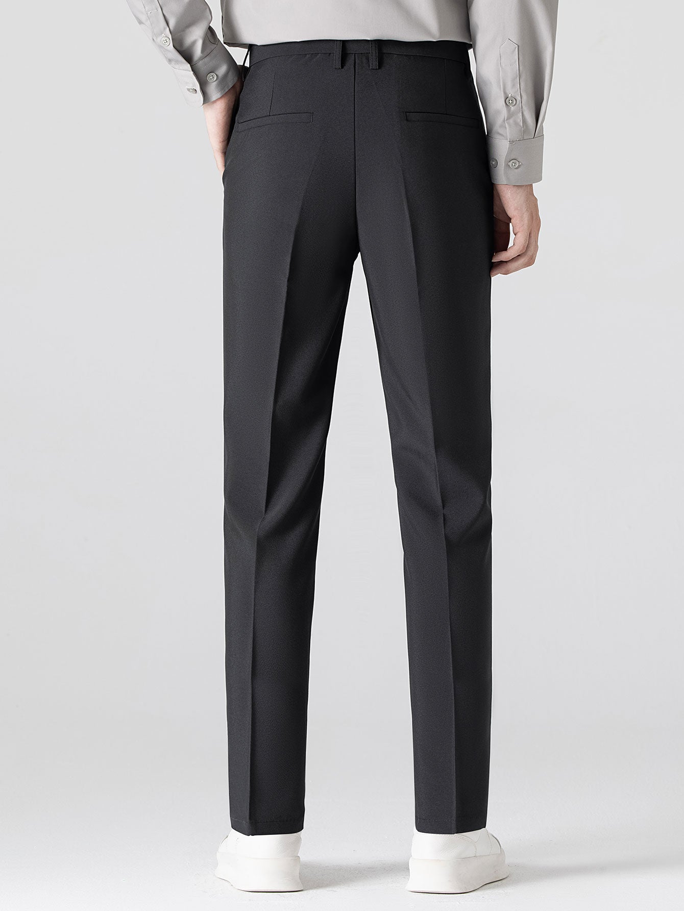 Ribbed Johnny Collar Knit Polo with Contrast Trim & Slim Fit Tapered Trousers