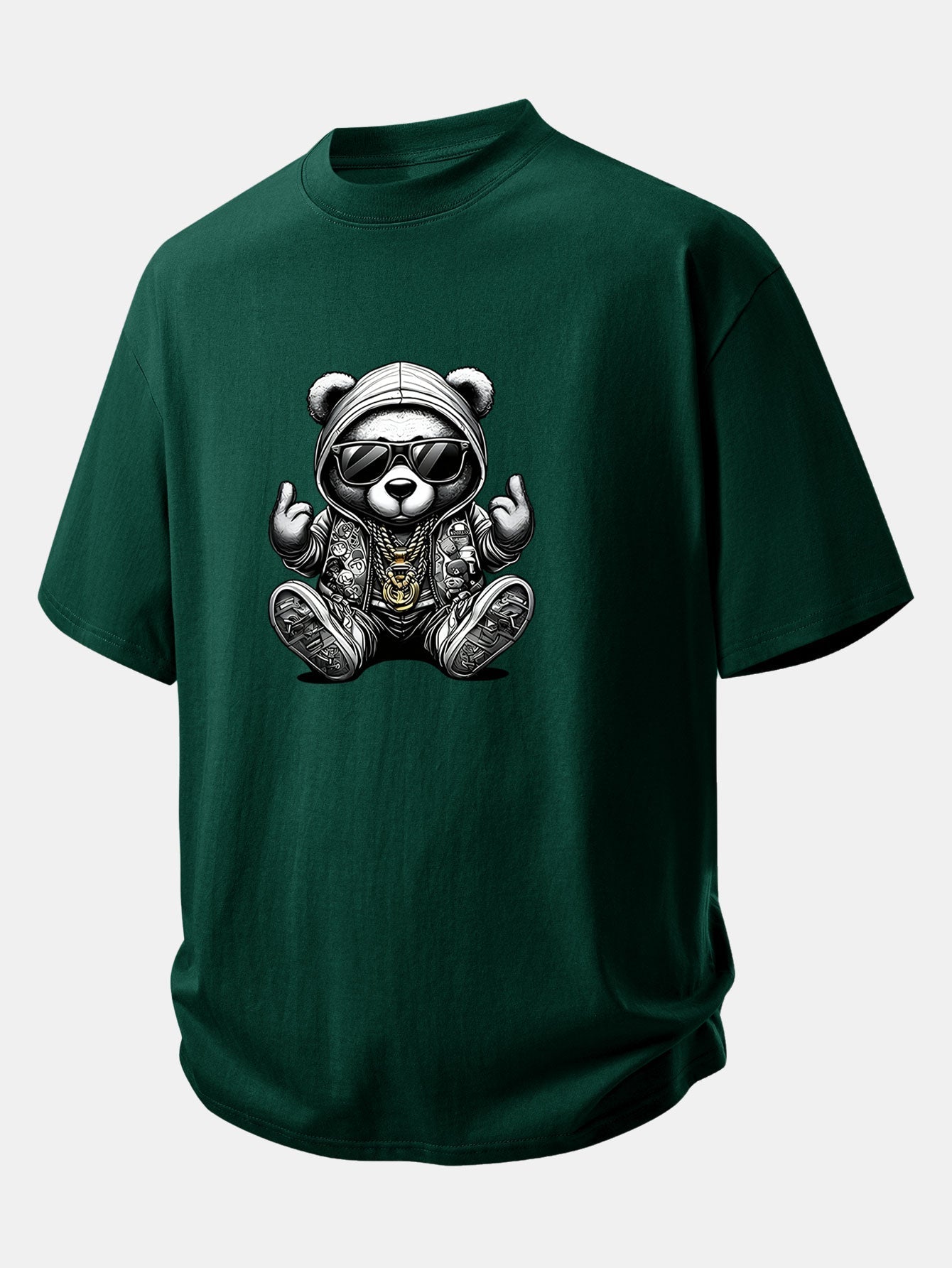 Comfortable Hip Hop Bear Graphic Cotton Tee