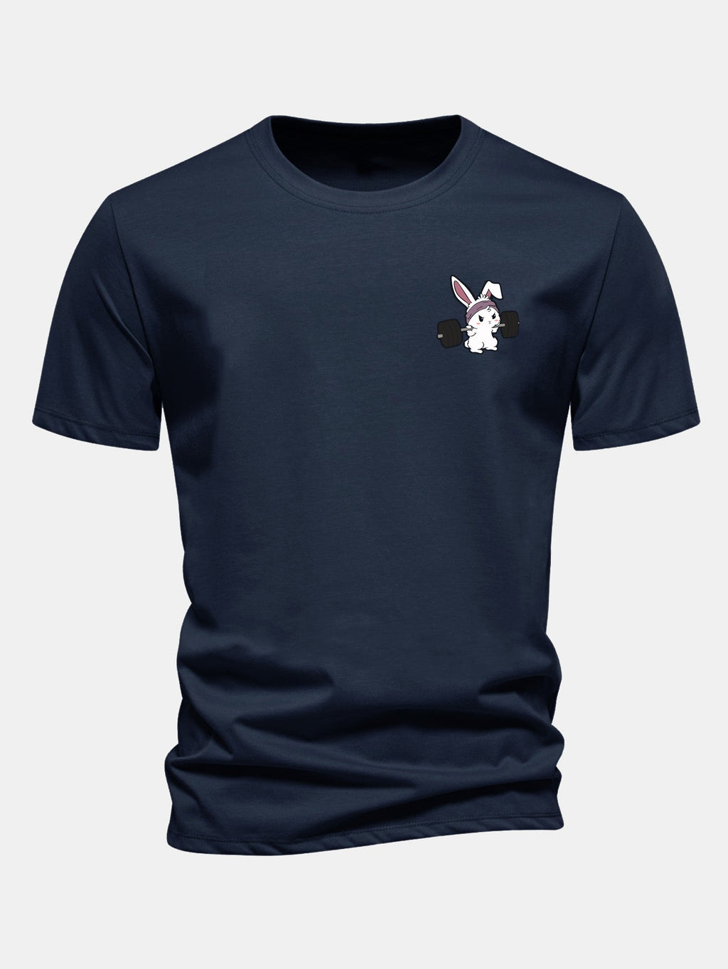 Classic Fit Cotton T-Shirt with Fitness Rabbit Print