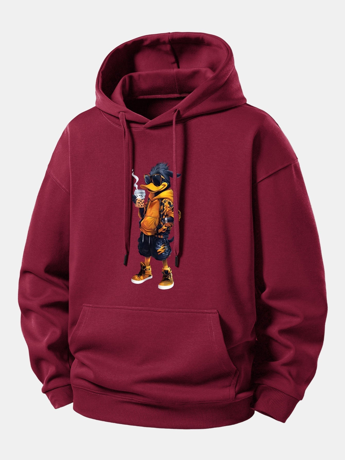 Relaxed Fit Hoodie with Cartoon Duck Design