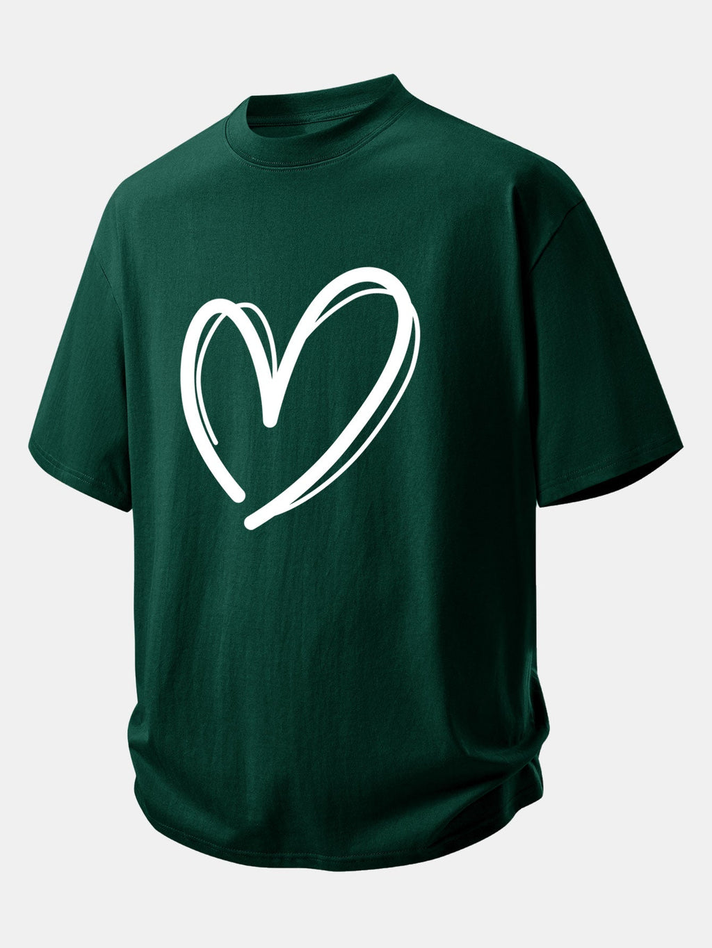 Comfortable Heart Print Cotton Tee