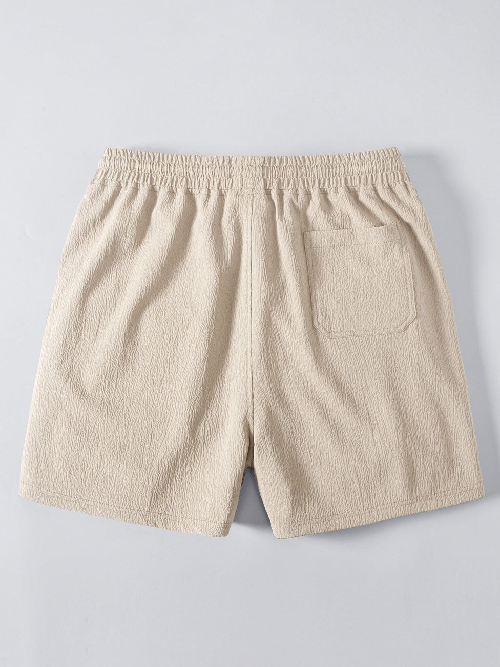Linen-Rayon Blend Button-Up Shirt with Crinkle Textured 5" Drawstring Shorts