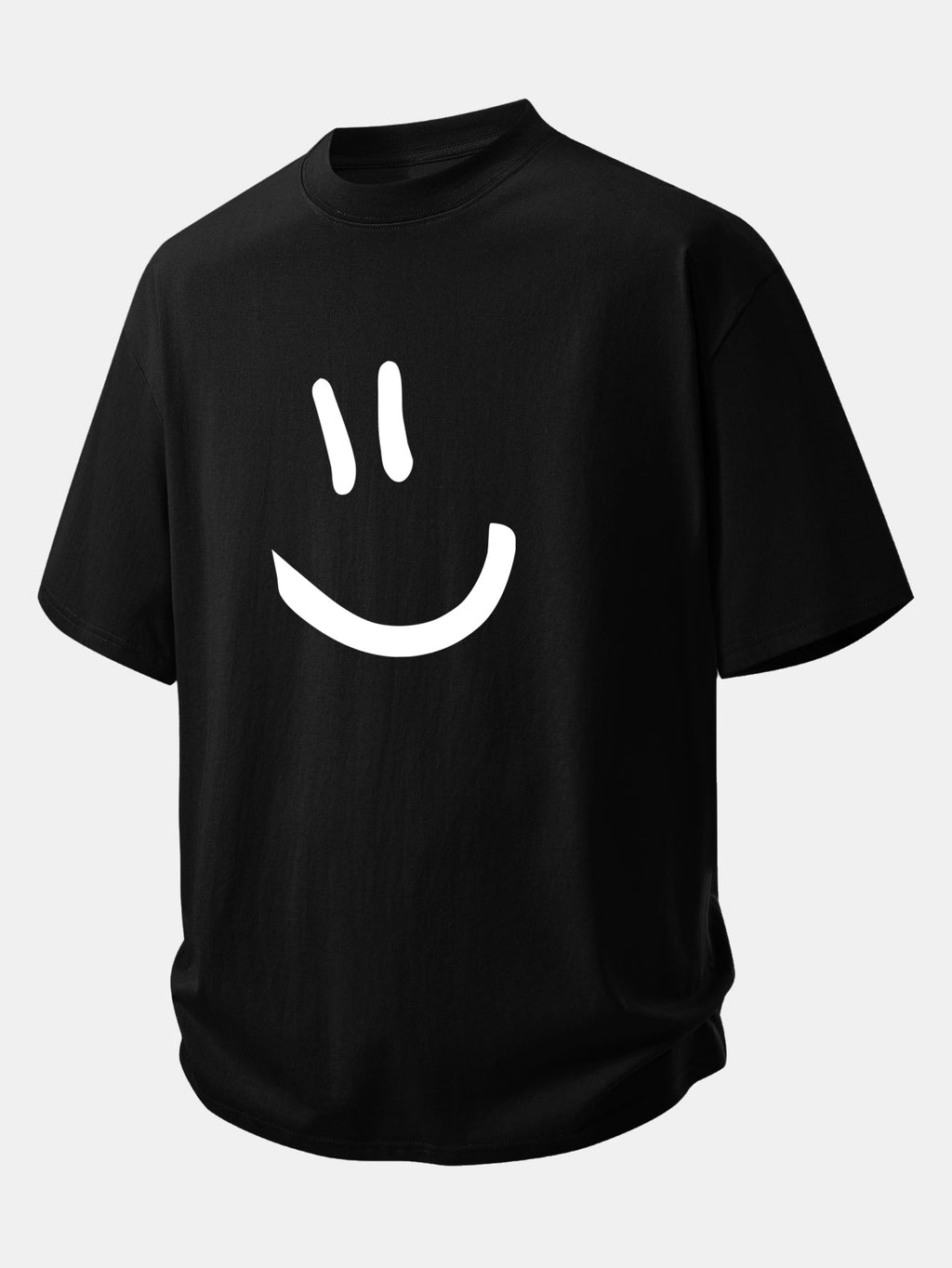 Comfortable Smiley Face Cotton T-Shirt & 7" Cotton Drawstring Shorts Set