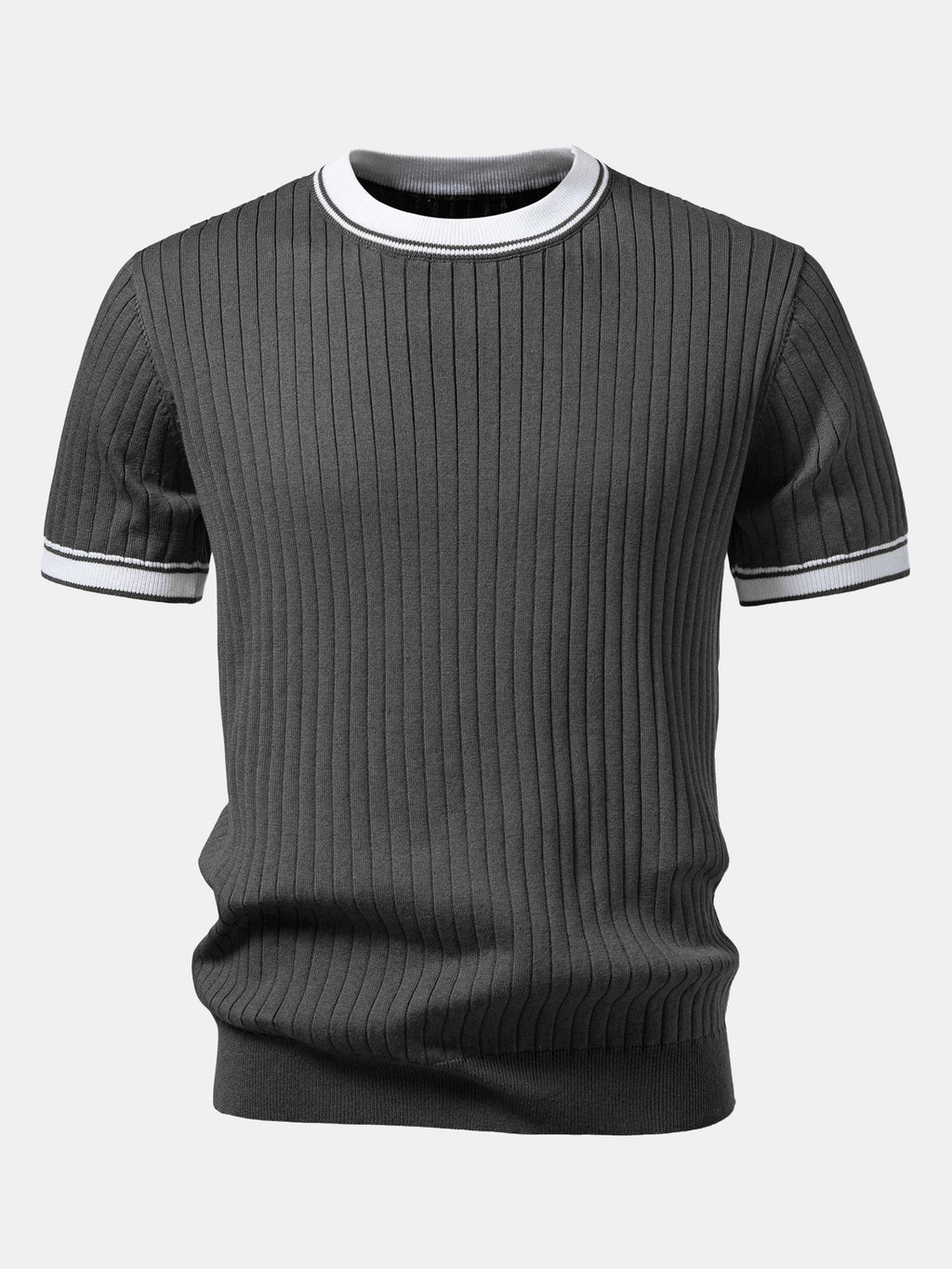 Color-Blocked Crew Neck Knit Tee