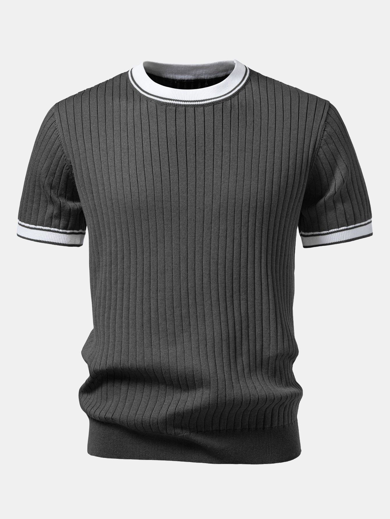 Color-Blocked Crew Neck Knit Tee